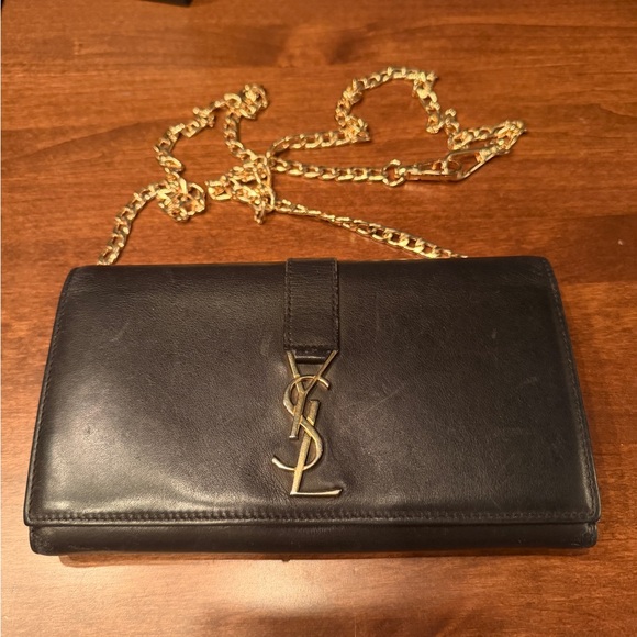 Yves Saint Laurent Black Clutch with Gold Chain - Picture 1 of 8
